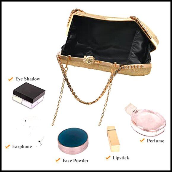 Sparkly Sequin Evening Clutch Elegant Formal Wedding Party Purse Detachable